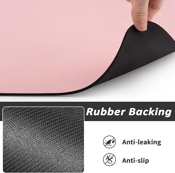 Dog Food Mat - Absorbent Cat Mat for Food and Water, No Stains Pet Feeding Bowl Mat, Easy to Clean Pet Placemats, Quick Dry Dog Water Dispenser Mat for Messy Drinkers | Pink 18"x34"