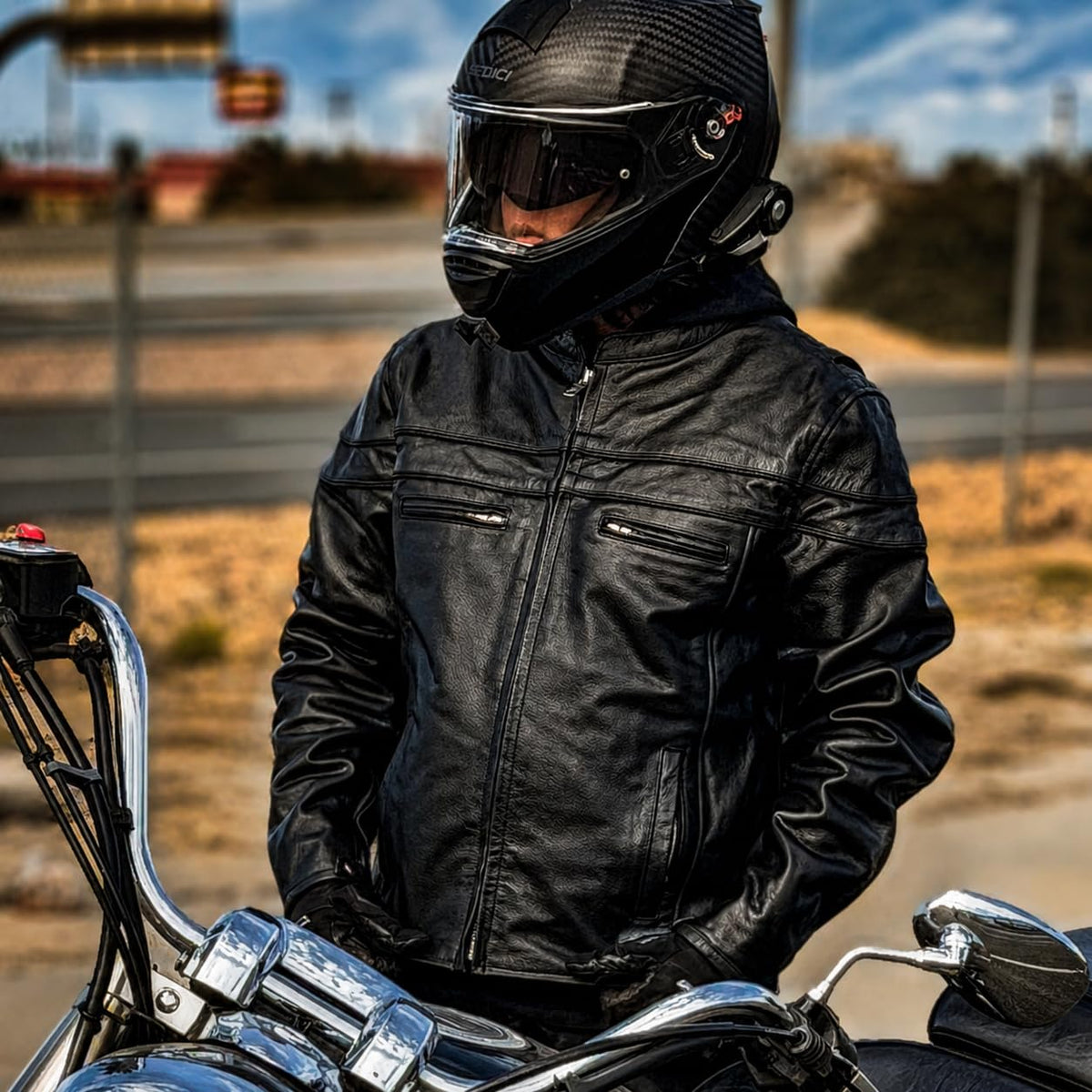 Daniel Smart Men Motorcycle Black Leather Jacket Mandarin Collar Biker Leather Jacket with inside pockets