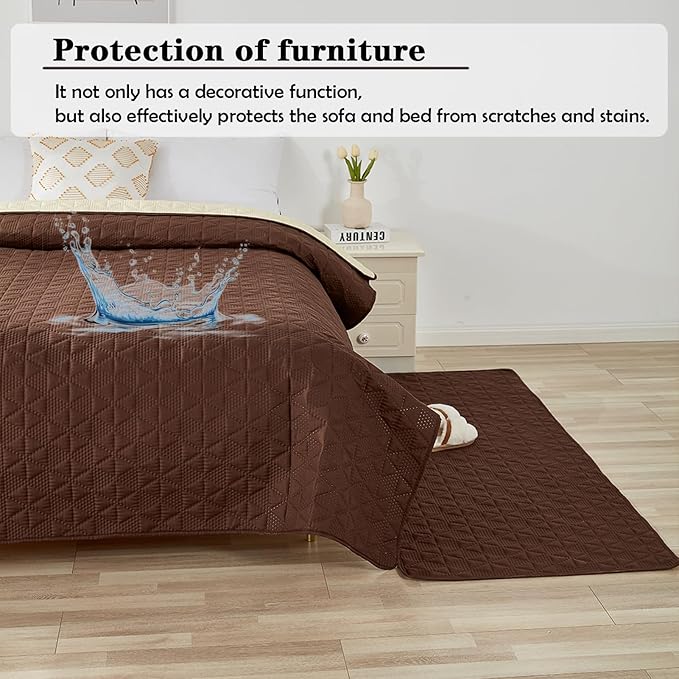 Waterproof Dog Bed Cover Pet Blanket, Soft Pet Couch Covers for Sofa Washable, Bed Couch Sofa Furniture Protector for Puppy Cat Kids (Brown,210 * 210 CM)