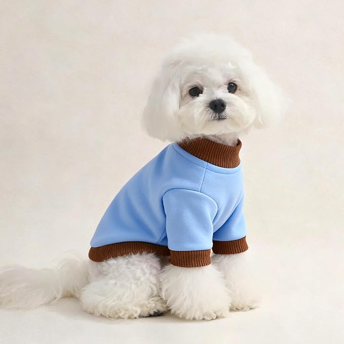 Custom Dog Hoodie, Personalized Sweatshirt with Photo Text Name Logo, Customized Hooded Sweater for Small Medium Large Dogs & Cats (Blue + Brown Border, Small)
