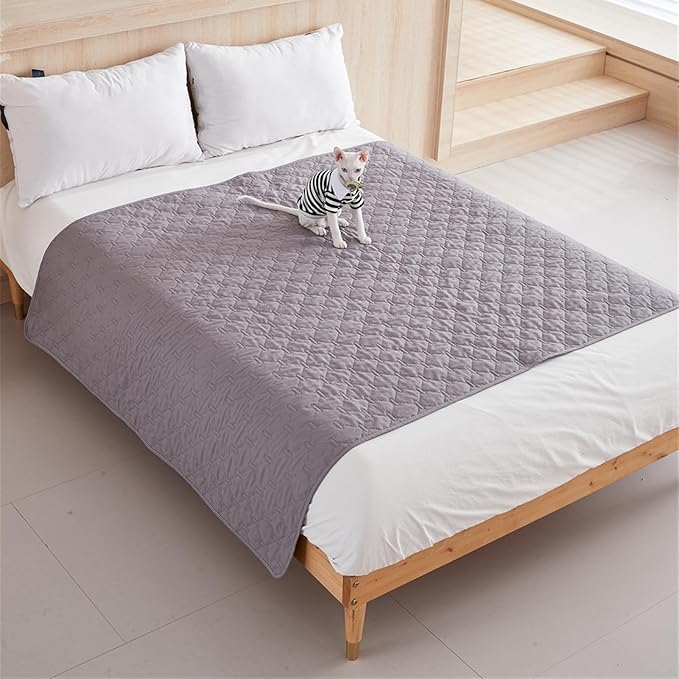 GIBZ Waterproof Dog Bed Blanket Cover Anti Slip Pet Furniture Protector Washable Large Washable Quilted Mat for Indoor, Khaki, 100x127cm