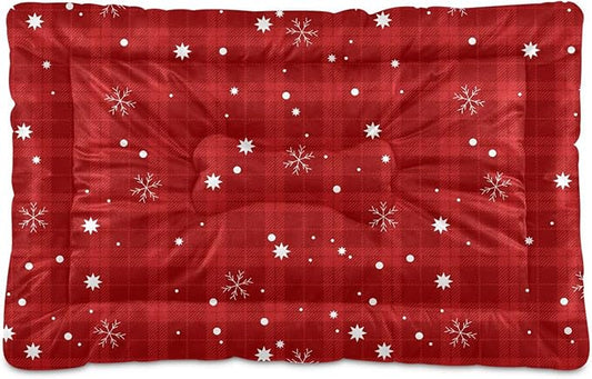 Red Buffalo Plaid Snowflake Christmas Pet Bed Cute Dog Bed Mat Absorbing Non Slip Pad Pet Sleeping Mat for Small, Medium, and Large Dogs Puppy Cat 24 in x 18 in