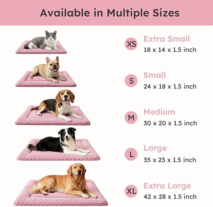 Dog Bed Mat, Dual-Sided Dog Crate Bed Mat - Ultra Soft & Machine Washable Kennel Pad for Small Dogs, All-Season Comfort Pet Bed for Crates, Travel, and Home, Pink, 24 x 16 Inch