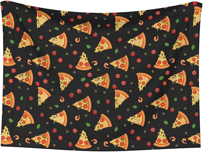 Reversible Dog Blanket for Beds Couches, Cartoon Pizza Slices, Double Sided Cat Blanket with Textured Dot Feel and Smooth Feel for Seasonal Comfort All Year