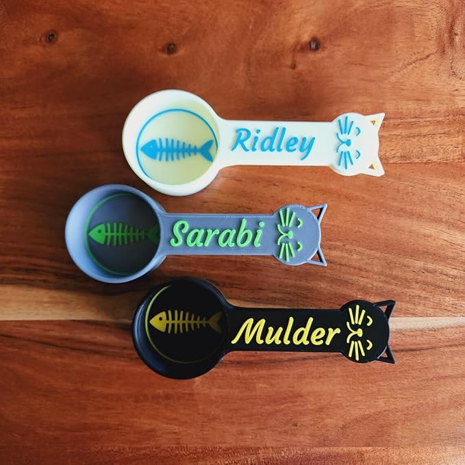 Personalized Cat Food Scoop, Cat Food Measuring Cup with Name, Kibble Scoop (4 oz - 1/2 cup)