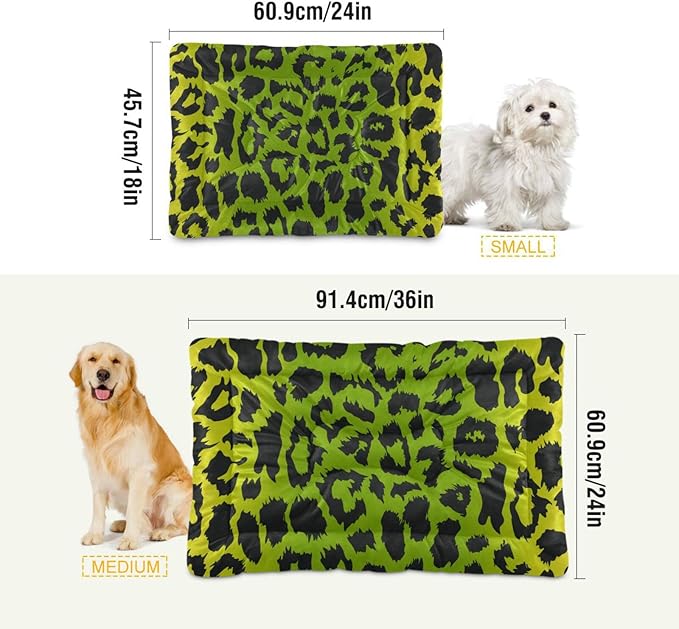 Pet Bed Green Leopard Print Dog Bed Mat Absorbing Non Slip Pad Pet Sleeping Mat for Small, Medium, and Large Dogs Puppy Cat 36 in x 24 in