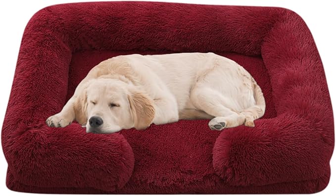 Dog Beds Large Sized Dog Orthopedic, Sofa Dog Bed with Waterproof Lining and Nonskid Bottom, Rectangle Washable Dog Bed for Medium Small Dogs and Cats Comfortable (Color : Red, Size : 23 x 18)