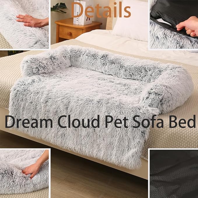 Dream Cloud Pet Sofa Bed for Dogs Cats, 2026 Washable Removable Calming Fluffy Plush Mat for Furniture Protector, Long Fur Non-Slip, for Small/Medium/Large Home Pets (Light Pink, XL: 47.2 * 37.4IN)
