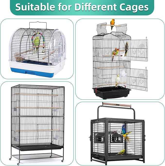 Bird Cage Seed Catcher, Seed Catcher Guard Net Cover, Parrot Nylon Mesh Net Cover, Universal Soft Airy Cage Net Stretchy Skirt for Round Square Cages (Solid-Black, 15.7" x87")