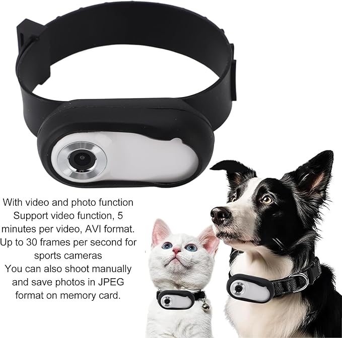 Yosoo Health Gear Pet Collar Camera HD 1080P 170 Wide Angle, USB Rechargeable Adjustable Pet Camera for Dogs and Cats with Video and Photo Function, No WiFi Needed Action