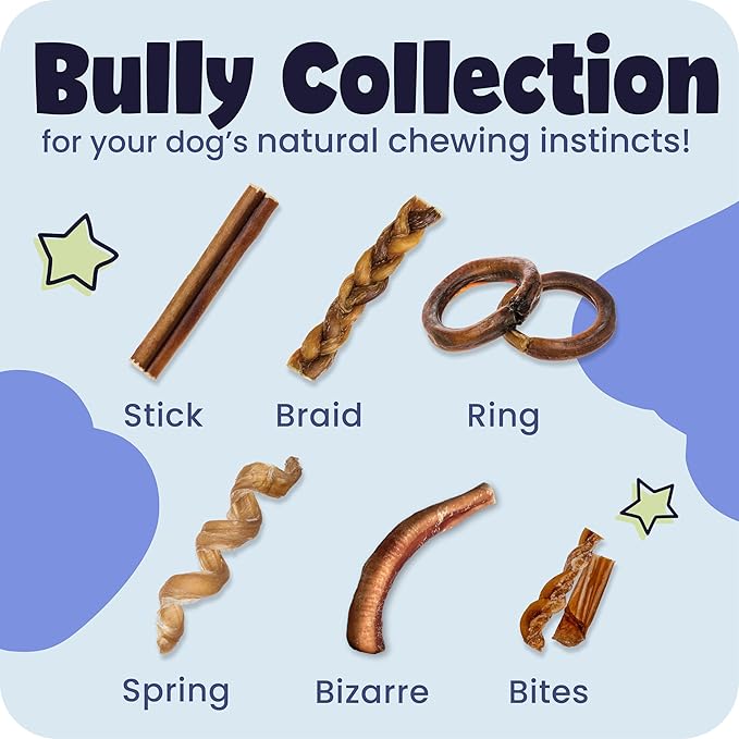 Pawstruck Natural 9" Braided Bully Sticks for Dogs - Long Lasting Rawhide Free Low Odor Single Ingredient Chew Treat for Aggressive Chewers - 1lb Bag
