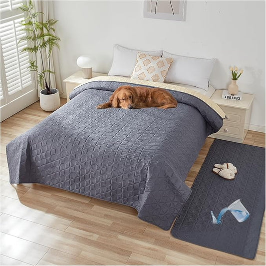 Waterproof Dog Bed Cover Pet Blanket, Soft Pet Couch Covers for Sofa Washable, Bed Couch Sofa Furniture Protector for Puppy Cat Kids (Grey,210 * 305 CM)