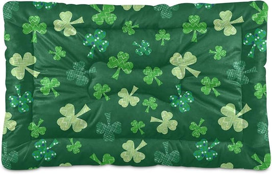 St. Patrick's Stripes Shamrock Pet Bed Cute Dog Bed Mat Absorbing Non Slip Pad Pet Sleeping Mat for Small, Medium, and Large Dogs Puppy Cat 24 in x 18 in