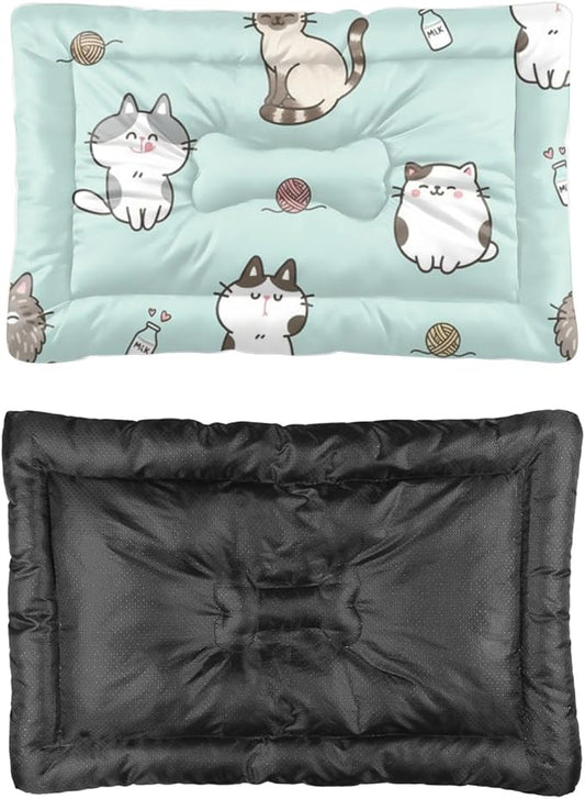 Comfy Dog Crate Mat with Anti-Slip Bottom, Cute Cats Pet Sofa Cat Pads Dog Beds& Furniture Breathable Crate Mat Chew Proof for Indoor& Outdoor Sofa Cars, Machine Washable 24 X 18 Inch