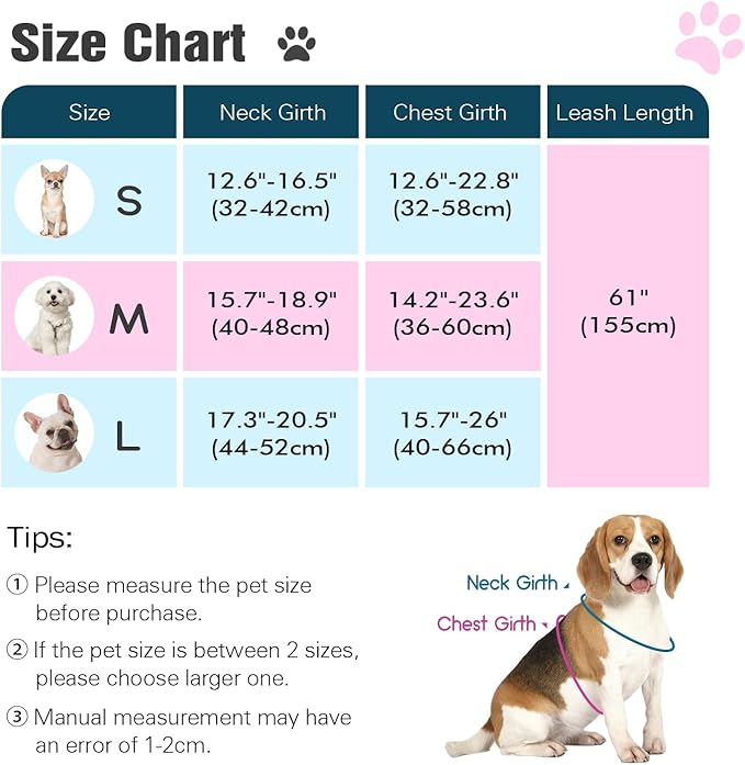 Pawaboo Small Dog Harness and Leash Set, Puppy Harness X-Frame No Pull No Choke, Dog Vest Harness Adjustable for Small Medium Sized Dogs,Soft Breathable Pet Harness for Walking Outing, M, Khaki Plaid