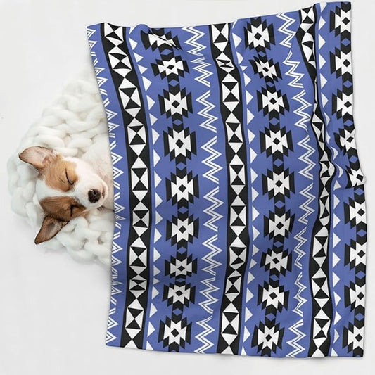 Pet Blanket for Couches and Beds, Tribal Ethnic Aztec Native American Decor, Reversible Double Sided Plush Design with Soft Bumpy Texture and Smooth Surface, Furniture Protector
