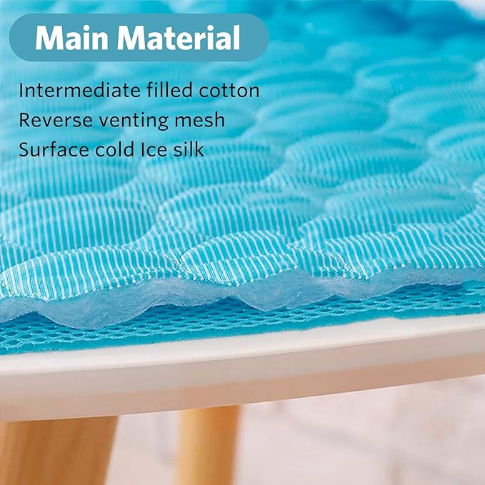 SHEJIZE Dog Cooling Mat Dog Cooling Pad Self Cooling Blanket, Washable Cooling Mat for Dogs, Pet Cooling Mat Keeps Pets Cool in Summer Heat, Resuable Fabric Cooling Mat (Blue, 59x39inch)