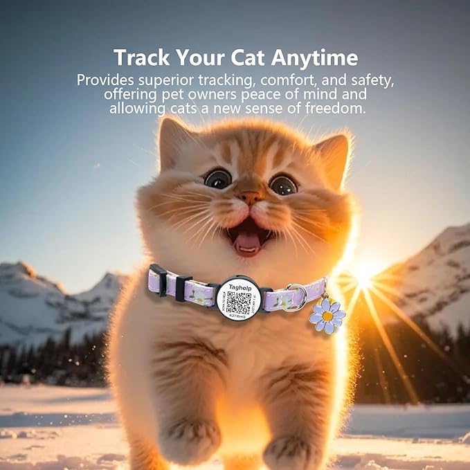 4 PCS Cute Flower Cat Collar with QR Code ID, 4-Pack Safety Breakaway Kitten Collars Set with Bell, Adjustable Gift for Cat Lovers