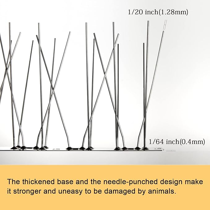 OFFO Bird Spikes with Stainless Steel Base, Durable Bird Spikes Arrow Pigeon Spikes Fence Kit for Keeping Small Bird, Crows and Woodpeckers Away, Covers 38.3 Feet(11.7m)