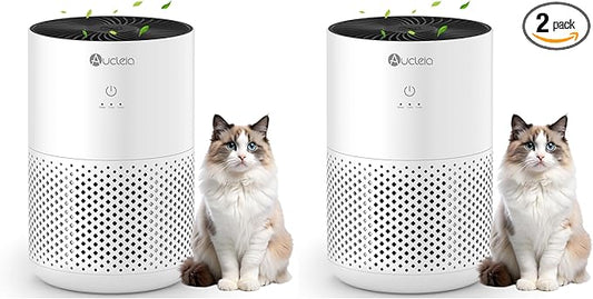 Air Purifiers for Bedroom Home with H13 True HEPA Filter, 20dB Quiet Air Cleaner for Pets Hair Dander Odor, Smoke Dust Pollen, Aromatherapy Function, White (Pack of 2)