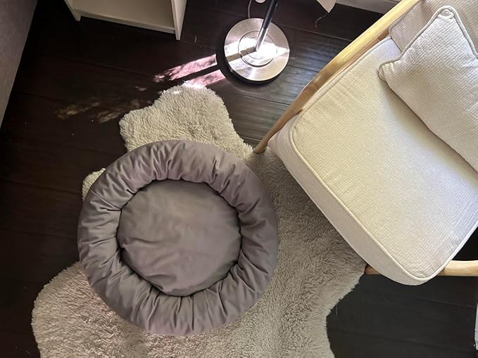 Organic Cotton Canvas Dog Bed: Removable Cover, Natural Fill - Made in USA (Blue Gray, X Large 42" x 8" inches)
