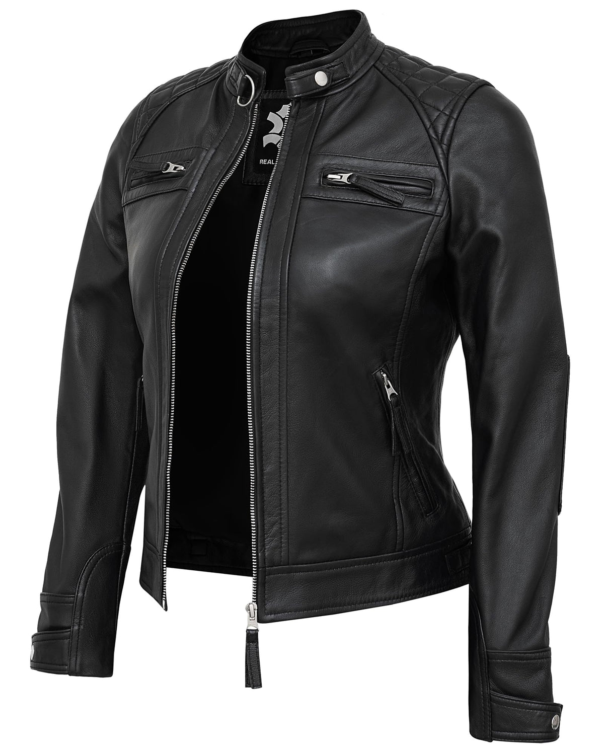 UrbanFocal Black Leather Jacket For Women | [101002706] D1 Black, 2XL