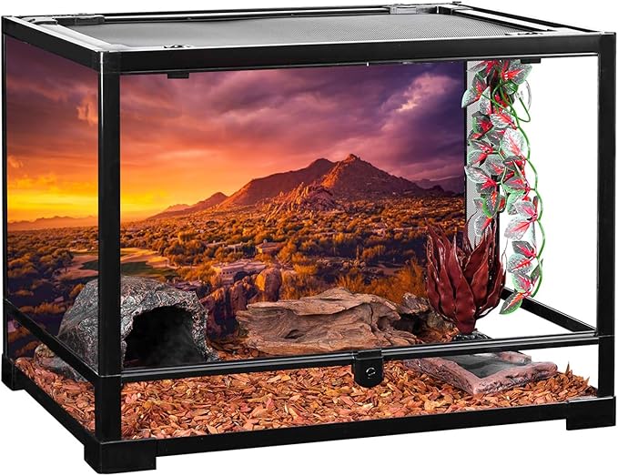 AWERT 72x16 inches Sun and Desert Terrarium Background Mountain Oasis Gobi Reptile Habitat Background Vinyl