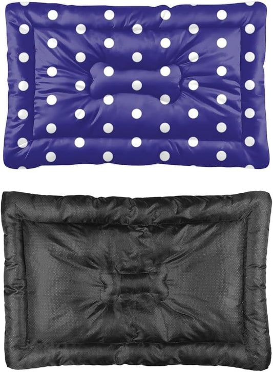Polka Dot Blue Dog Beds and Furniture Small Dog Crate Mat Large Pads Crate Liner Pad Washable Non-Slip Beds Washable Doggie for Medium Dogs Cute Bed Mat Little Bed Indoor Outdoor 24X18 Inch
