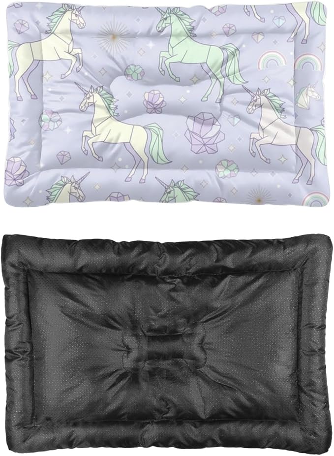 Dreamy Horse Pale Purple Removable Dog Bed Dog Crate Mat Washable Pet Pad Washable Beds for Crates Non-Slip Medium Crate Bed Kennel Beds for Crates Pet Mats Pillow Indoor Outdoor 36X24 Inch
