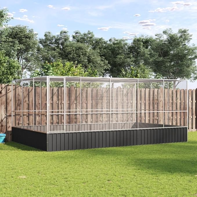 Steel Aviary with Extension, Large Flight King Bird Cage for Cockatiels African Grey Quaker Amazon Sun Parakeets Green Cheek Conures Pigeons Parrot Bird Cage, 203.9"x120.9"x83.5",-85