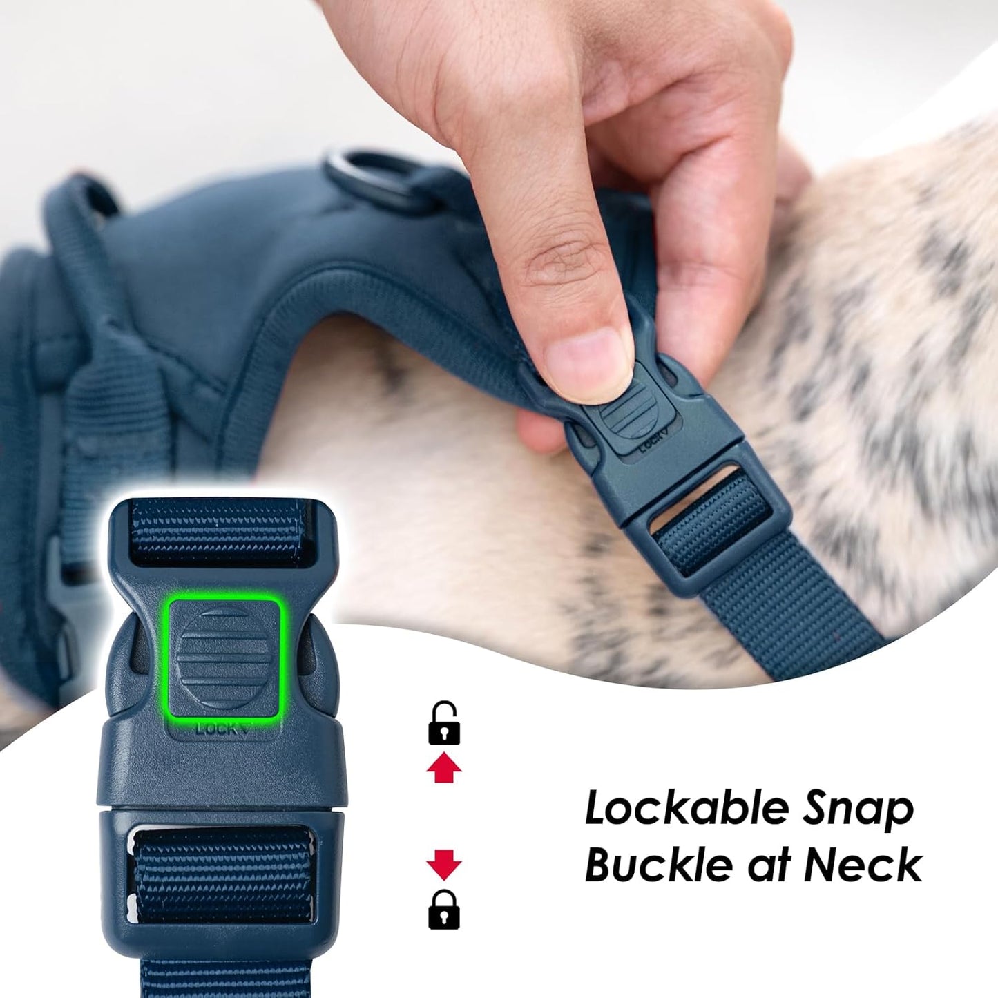 No Pull Dog Harness, Puppy Vest with Front Clip for Small Medium Large Sized Dog(Prussian Blue,M)