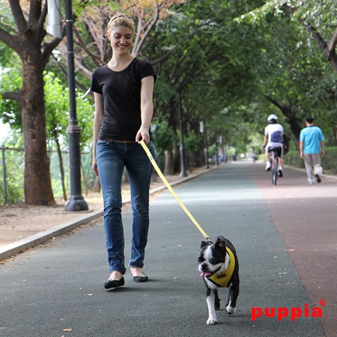 Puppia Soft Dog Harness No Choke Over-The-Head Triple Layered Breathable Mesh Adjustable Chest Belt and Quick-Release Buckle, Yellow, X-Large