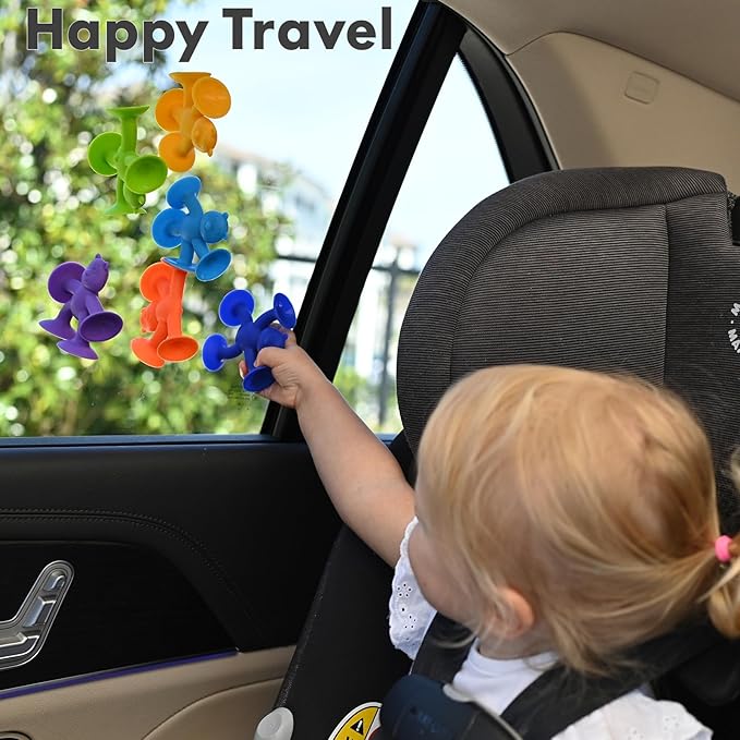 Cute Bear Suction Cup Toy Bath Toys for Kids Ages 4-8 No Hole Bathtub Sensory Toy Airplane Toys for Toddlers 1-3, Connect Build Create Baby Toys, 12 PCS