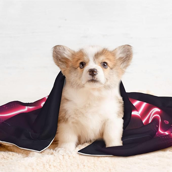 Reversible Pet Blanket for Easy Cleaning Maintenance, Heart Beat Pattern, Double Sided Plush Dot Design Means Double Use Between Washes for Convenience