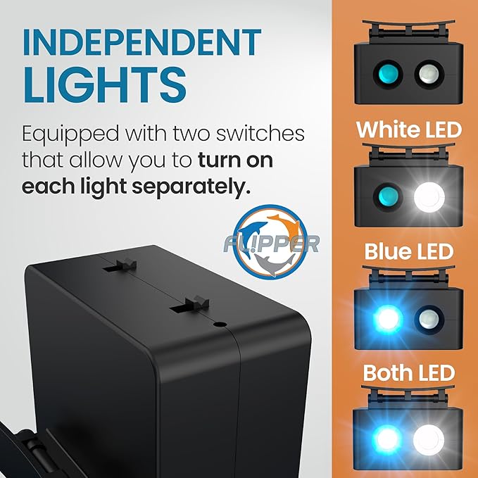 Flipper DeepSee MAGNIFIED Viewer Fish Tank Aquarium Rechargeable LED Spotlights with Dual LED and USB Recharging Cord