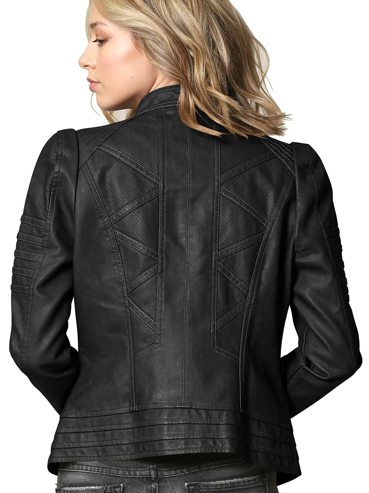 Made By Johnny MBJ WJC746 Womens Vegan Leather Motorcycle Jacket XS Black
