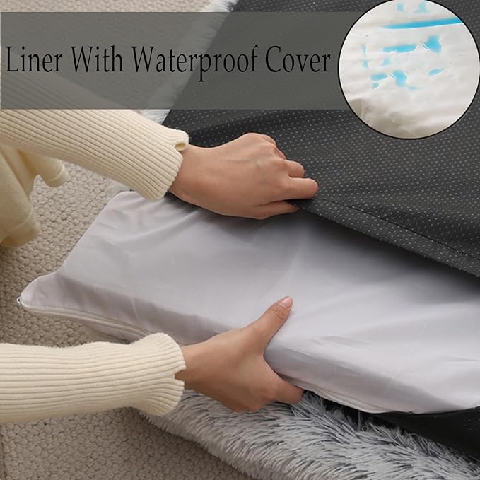 Dog Beds Medium Large Size Dog, Calming Dog Bed with Removable Washable Cover, Waterproof Lining and Nonskid Bottom(Grass Green,L)