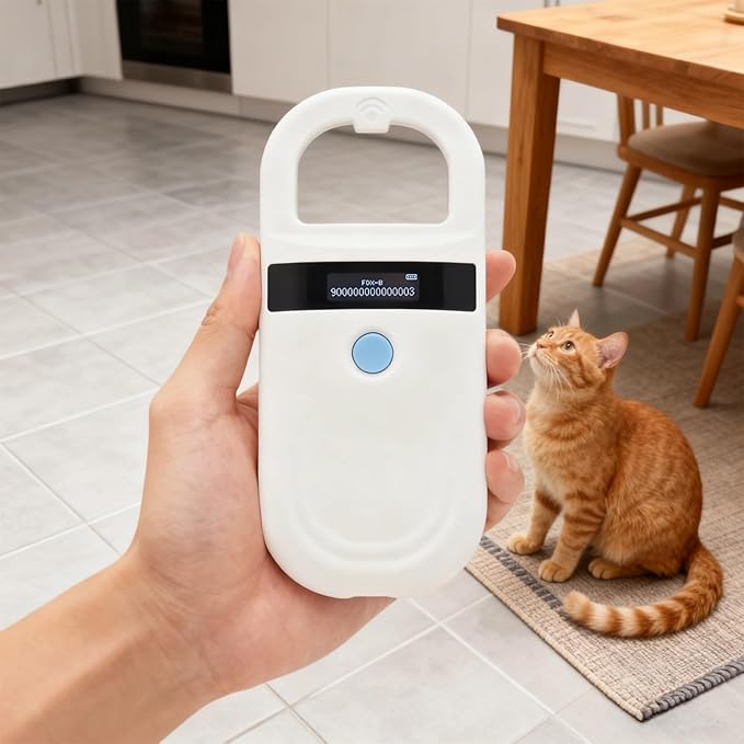 Pet Microchip Scanner, Handheld Reader with OLED Display, Universal for Pet Id Tracking, Compatible with Emid Fdx-B, 0-5.9 in Reading