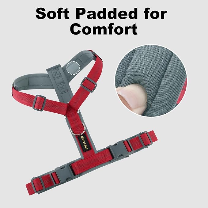 Plutus Pet No Pull Dog Harness, Adjustable Nylon Harness with Soft Padding, Reflective and Heavy Duty Dog Harness for Small, Medium, Large Dogs(Red, XS)
