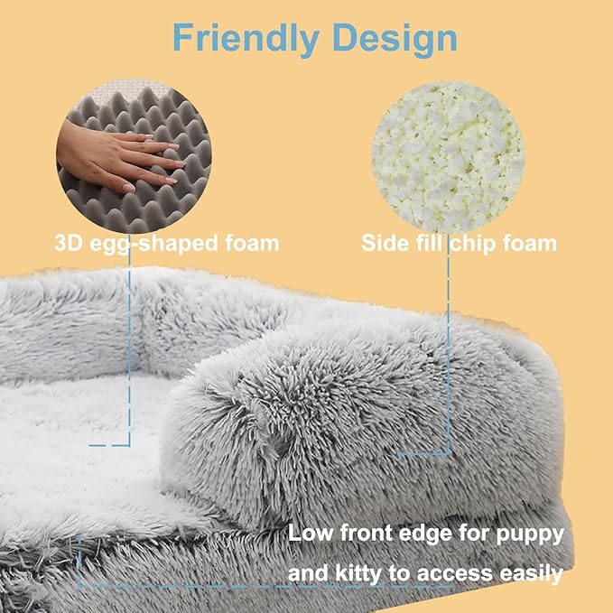 Dog Beds Large Sized dog Orthopedic, Sofa Dog Bed with Waterproof Lining and Nonskid Bottom, Rectangle Washable Dog Bed for Medium Small Dogs and Cats Comfortable ( Color : Gray , Size : 51 x 35" )