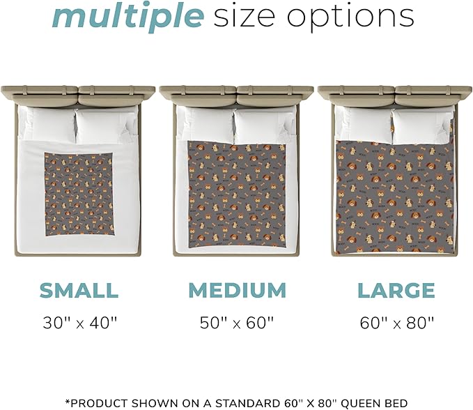 Grey Woof Fleece Pet Lightweight Blanket - 50" x 60" - Cute for Dogs - Gifts and Puppy Essentials - Printed in America
