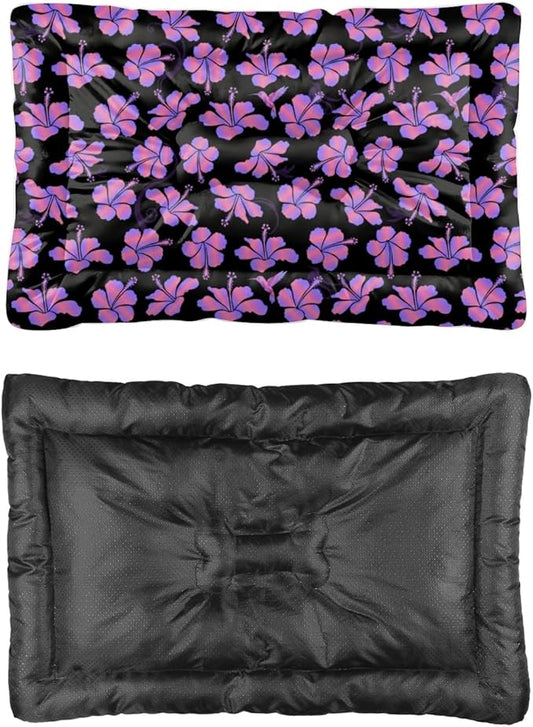 Pink Hibiscus Dog Sleeping Pad Non Slip Bottom Cat Cushion Pad Cozy Soft Corner Dog Bed Furniture Covers for Pets Printed Bed Mat for Dogs Gift Cozy Cats 36× 24 Inch Indoor Outdoor