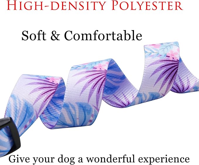 Dog Collar with Bohemia Floral Tribal Geometric Patterns - Soft Ethnic Style Collar Adjustable for Small Medium Large Dogs (Purple Flower, L