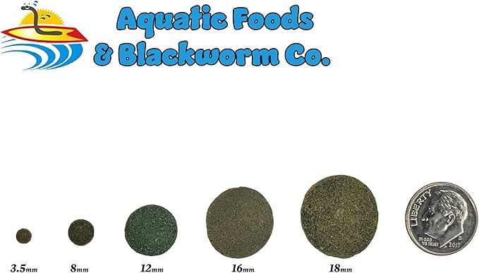 Aquatic Foods Inc. Ultra Multi-Shrimp 12mm - 1/2" Small Sinking Wafers for Bottom Fish, Shrimp, Snails, Crabs, Crayfish, All Tropical Fish...11oz Small Jar