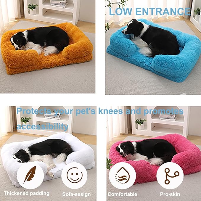 Dog Beds Large Sized dog Orthopedic, Sofa Dog Bed with Waterproof Lining and Nonskid Bottom, Rectangle Washable Dog Bed for Medium Small Dogs and Cats Comfortable ( Color : Pink , Size : 17 x 15" )