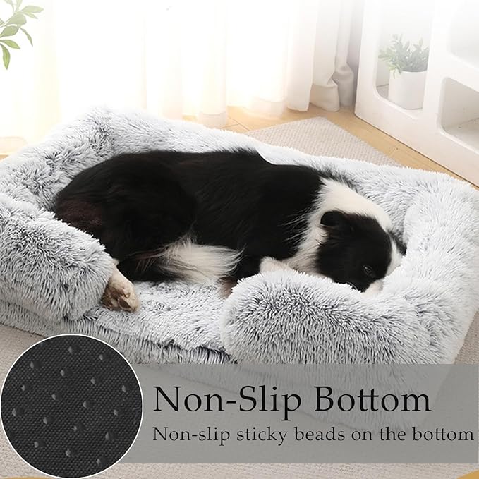 Dog Beds Medium Large Size Dog, Calming Dog Bed with Removable Washable Cover, Waterproof Lining and Nonskid Bottom(Beige Brown,XL)