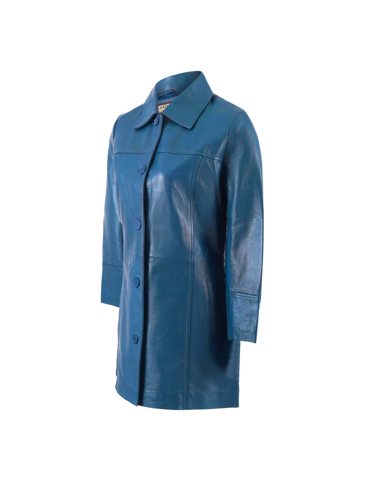 Leather Artist Women’s Lambskin Leather Car Coat – Classic 3/4 Length Style Overcoat (LA-Car.C.Wo.-Blue-XL)