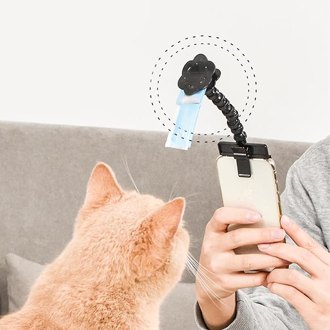 Dog Selfie Treat Clip, Rotatable Pet Selfie Stick Attachment, Stable Firm Plastic Clip for Smartphones - Adjustable Angle, Easy Installation, Ideal for Capturing Pets