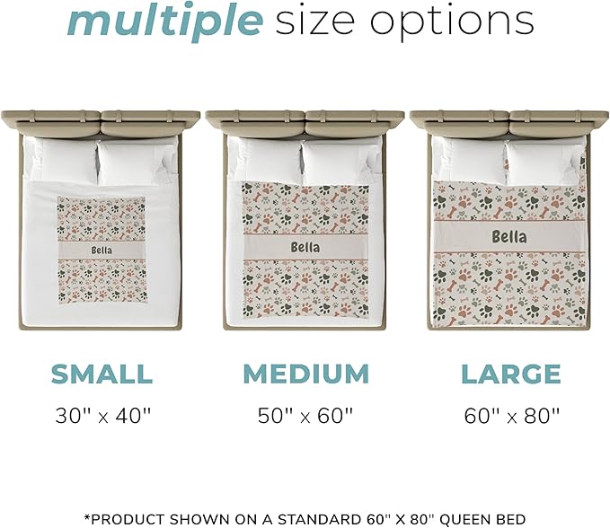 Prints Next Day – Custom 30" x 40" Fleece Pet Lightweight Blanket Personalized with Pet Lightweight's Name - Paw Pattern - Gift for Dog Owners - Printed in America