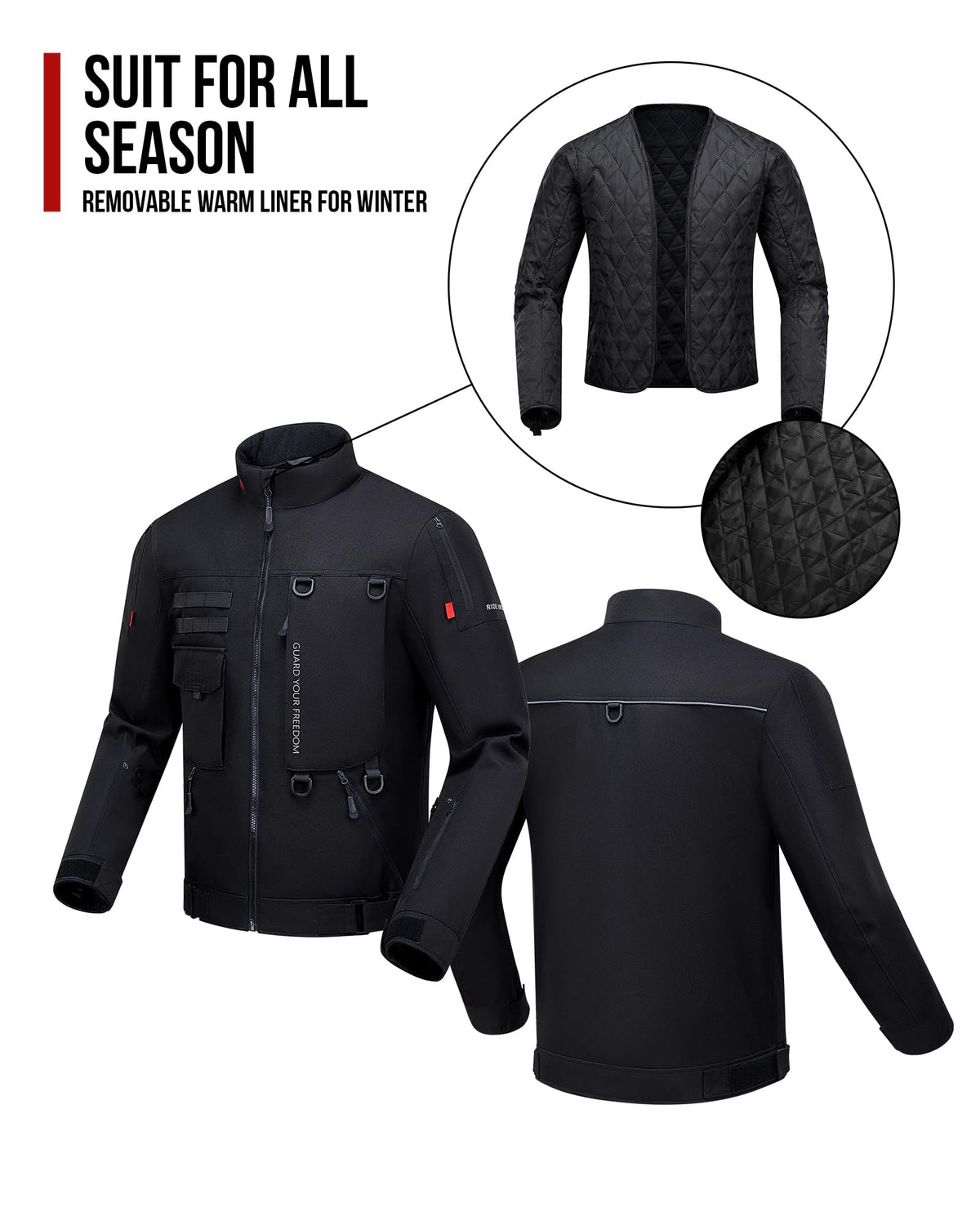 RIDEIRON Motorcycle Riding Jacket for Men, CE Certified